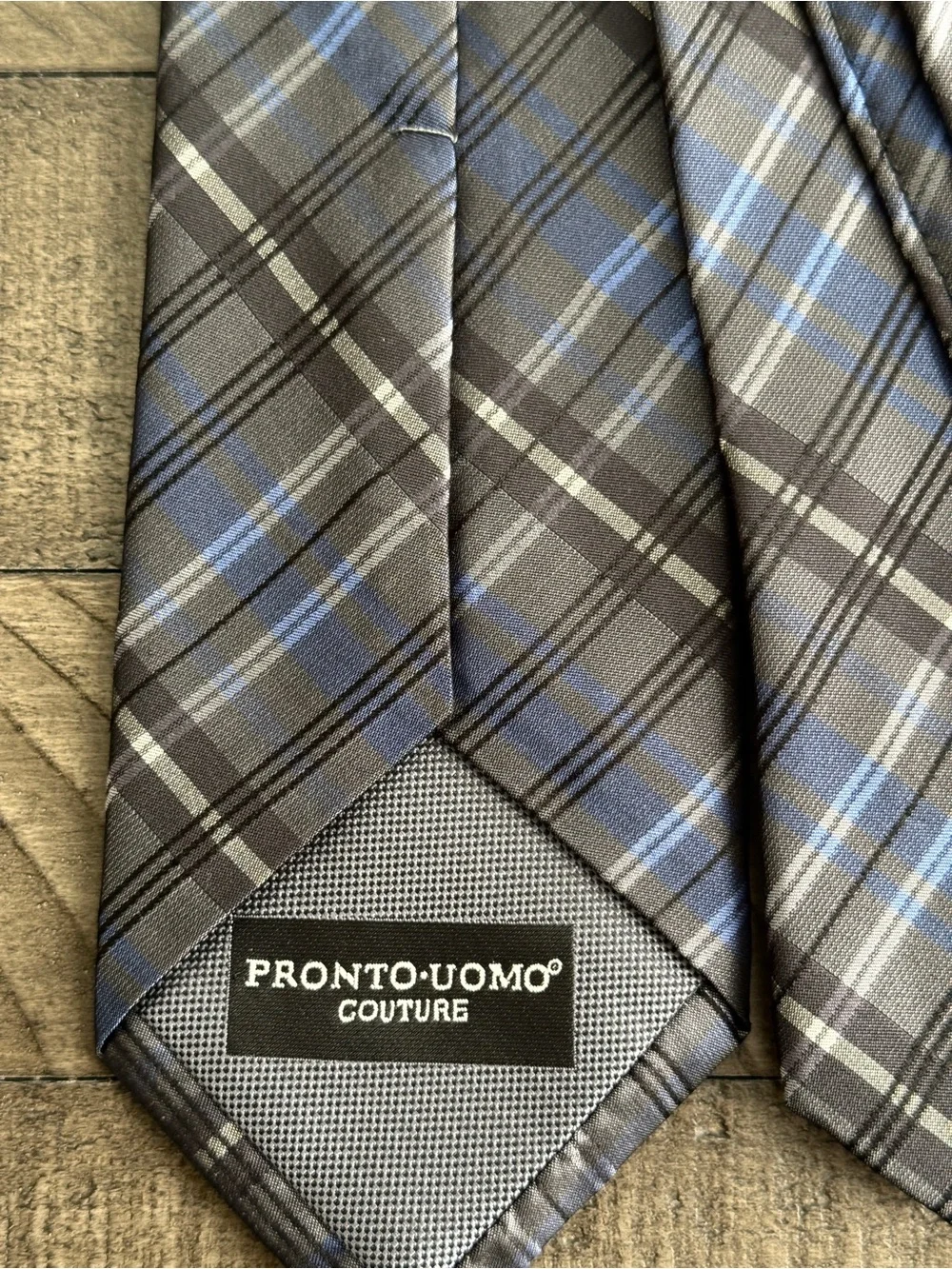 Pronto Uomo Gray Blue Plaid Men’s Tie